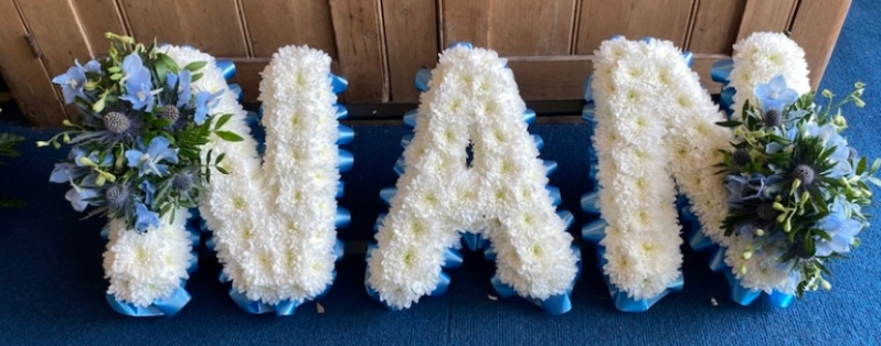 NAN White Based Letters (Ribbon Edge)