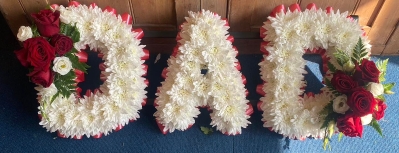 DAD White Based Letters (Ribbon Edge)